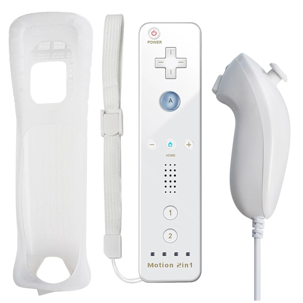 Pack comand Wii Remote amb Wiimotionplus incorporat + Nunchuck compatible Wii blanc