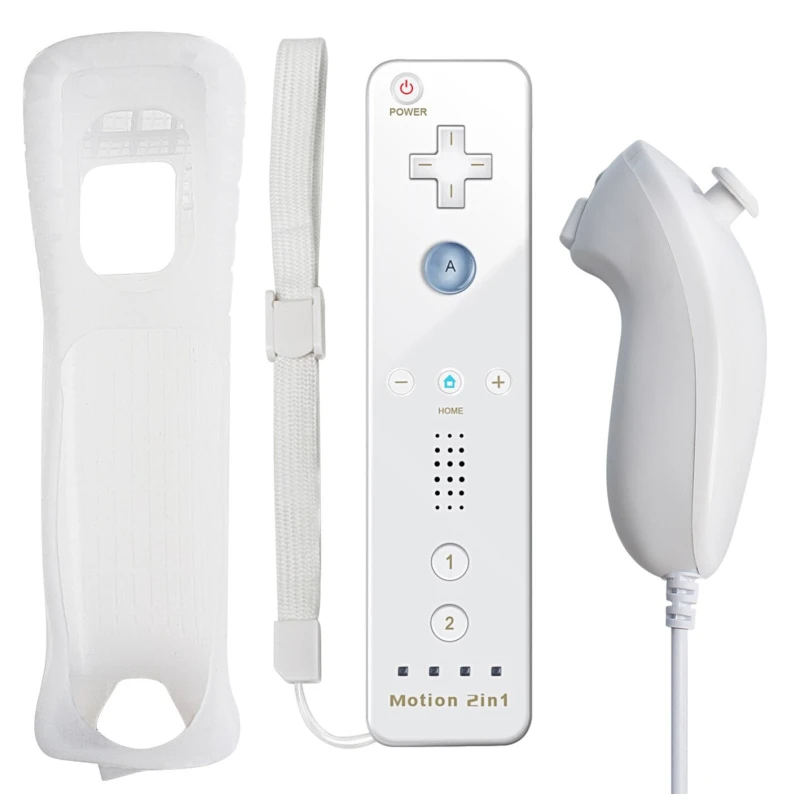 Pack comand Wii Remote amb Wiimotionplus incorporat + Nunchuck compatible Wii blanc