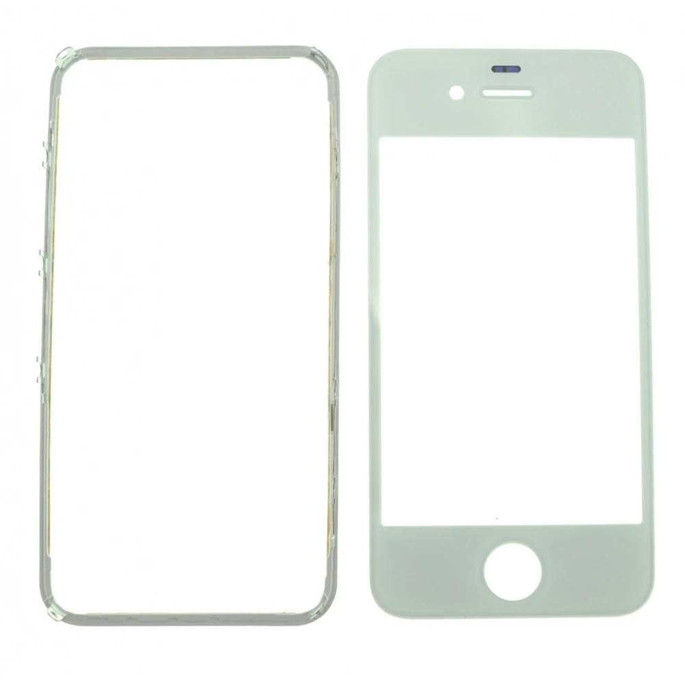 Pantalla de Cristal Iphone 4s Blanco con Marco Adhesivo para Reparación
