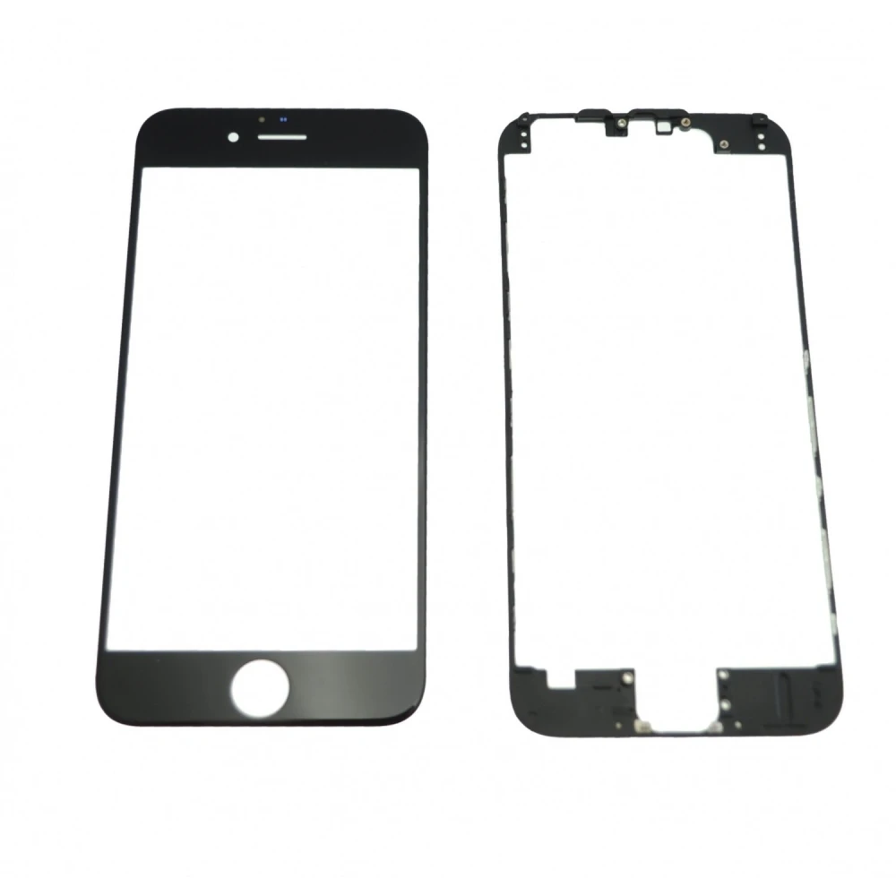Pantalla de vidre iPhone 6 negra amb marc adhesiu per a reparació
