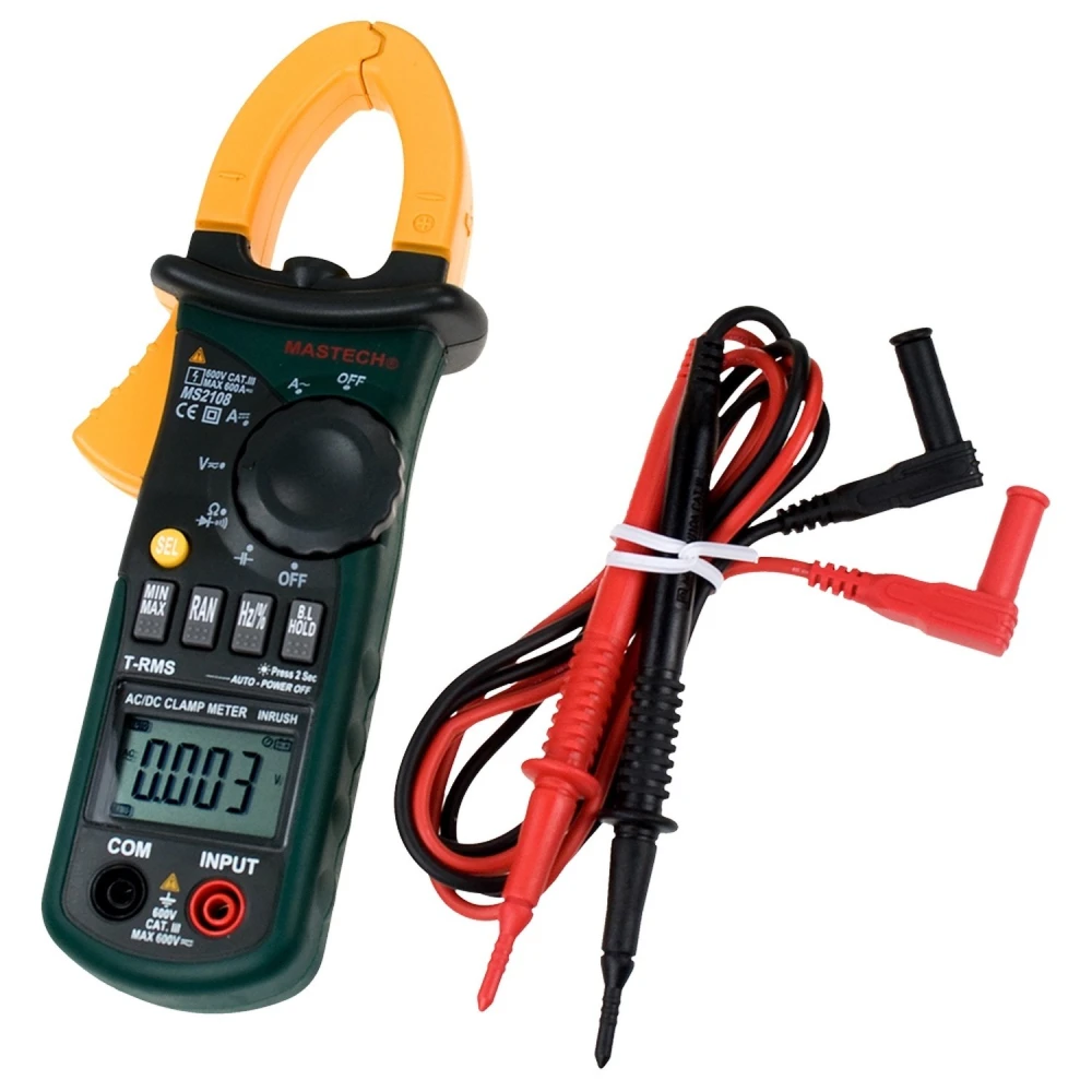Pinça amperimètrica Mastech MS2108A autorango True RMS amb mesura de capacitat i freqüència