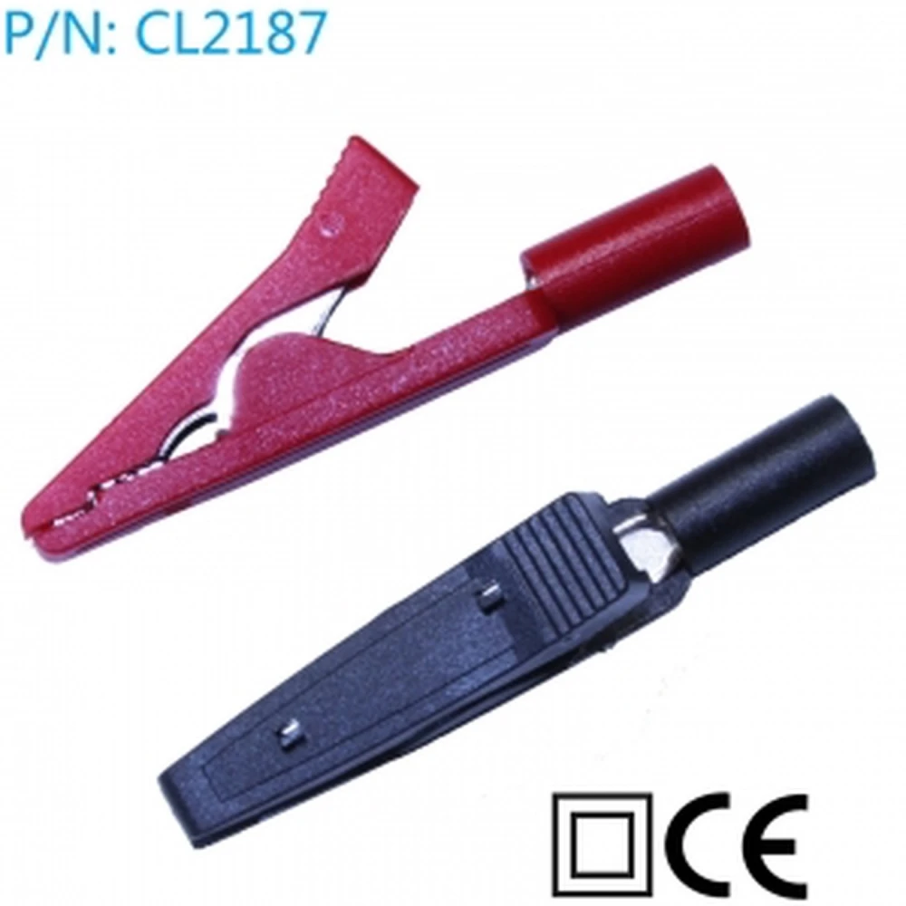 Pinces cocodril amb connexió banana 2mm pack 2 unitats vermell-negre Amass