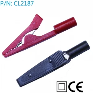 Pinces cocodril amb connexió banana 2mm pack 2 unitats vermell-negre Amass