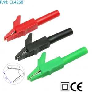 Pinces cocodril amb connexió banana 4mm pack 2 unitats vermell-negre Amass