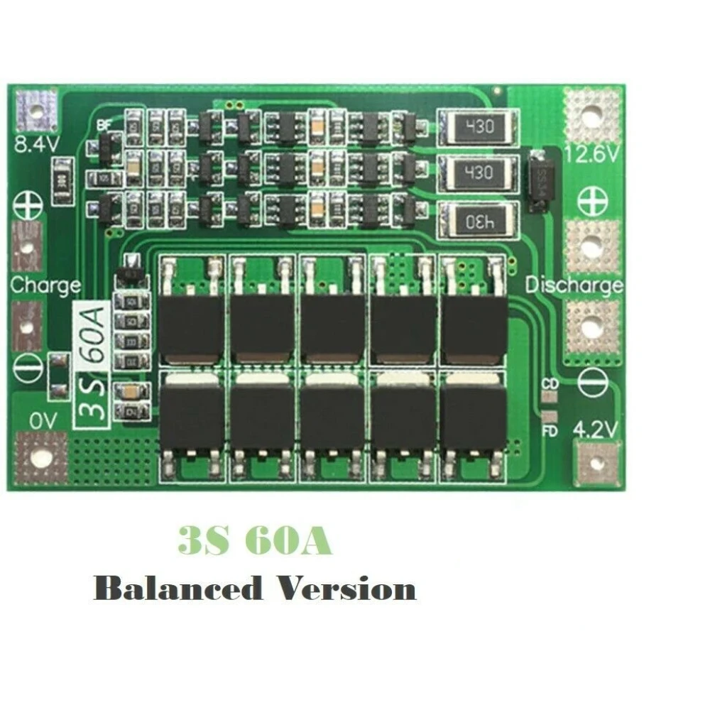 Placa de protecció PCB 3S 60A equilibrada per a bateria de liti
