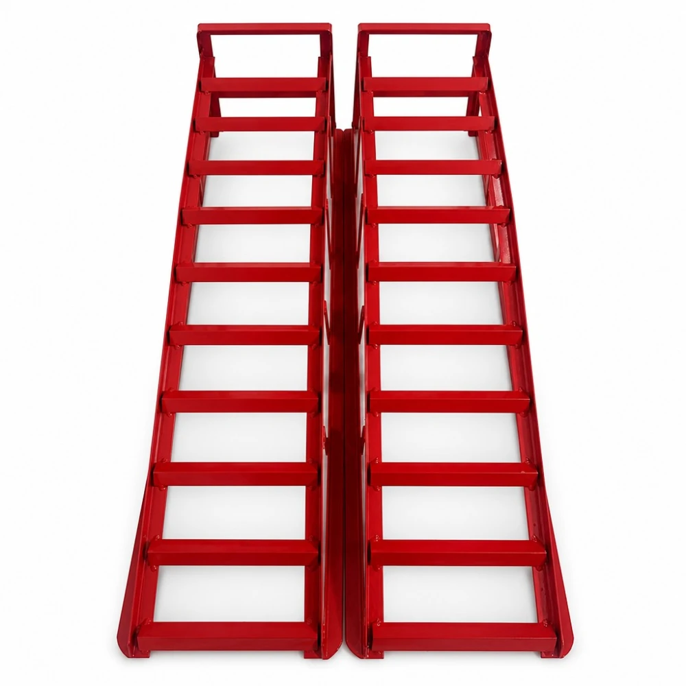 Rampes d'Acer per a Cotxe 2 Tones (4.400 lbs) — Set de 2 Rampes de Servei Portàtils per a Canvi d'Oli i Manteniment, Vermelles TSX TOOL