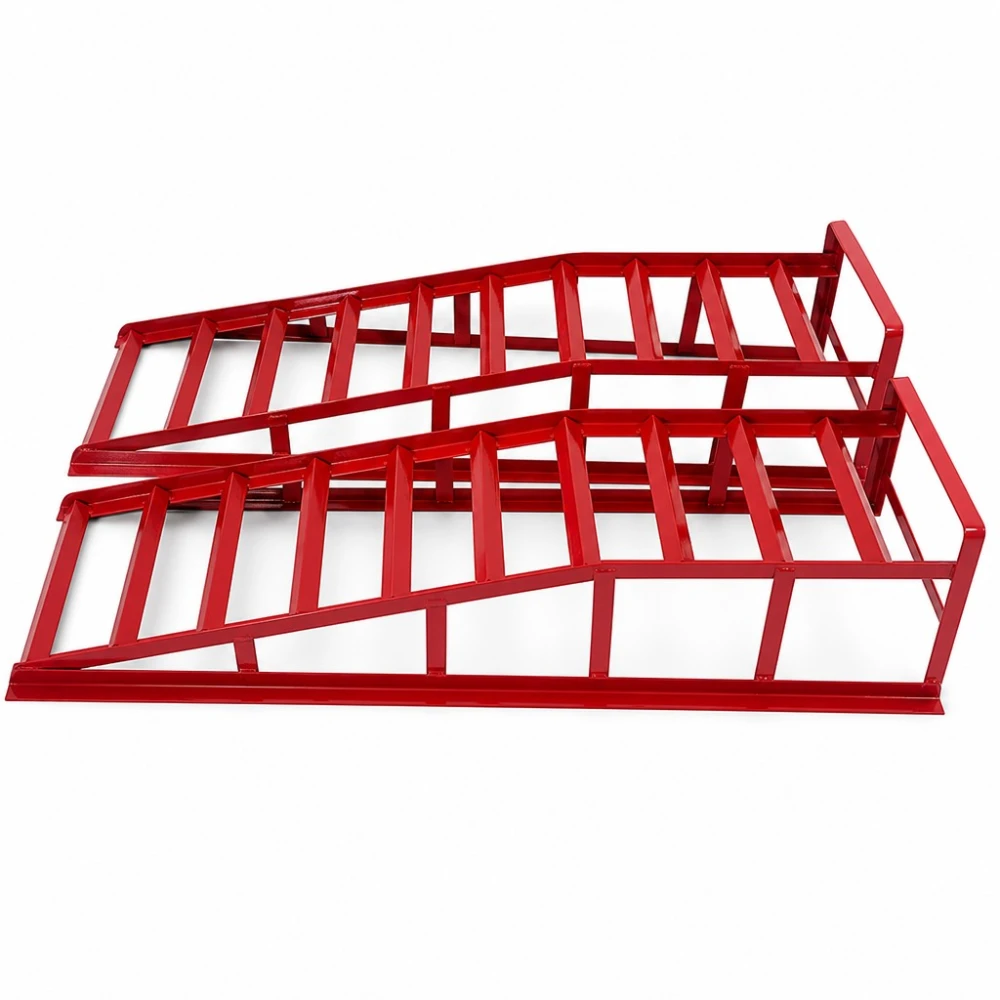 Rampes d'Acer per a Cotxe 2 Tones (4.400 lbs) — Set de 2 Rampes de Servei Portàtils per a Canvi d'Oli i Manteniment, Vermelles TSX TOOL