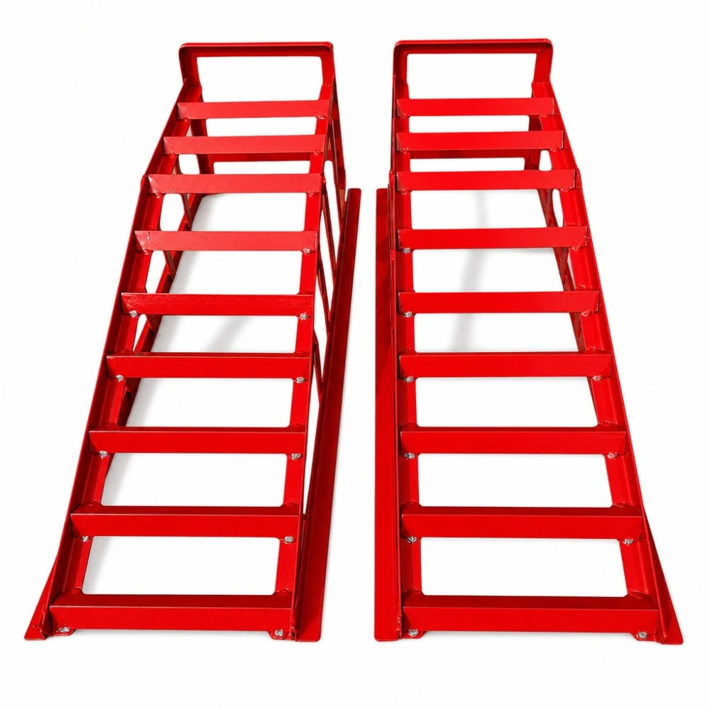 Rampes d'Acer per a Cotxe 2 Tones (4.400 lbs) — Set de 2 Rampes de Servei Portàtils per a Canvi d'Oli i Manteniment, Vermelles TSX TOOL