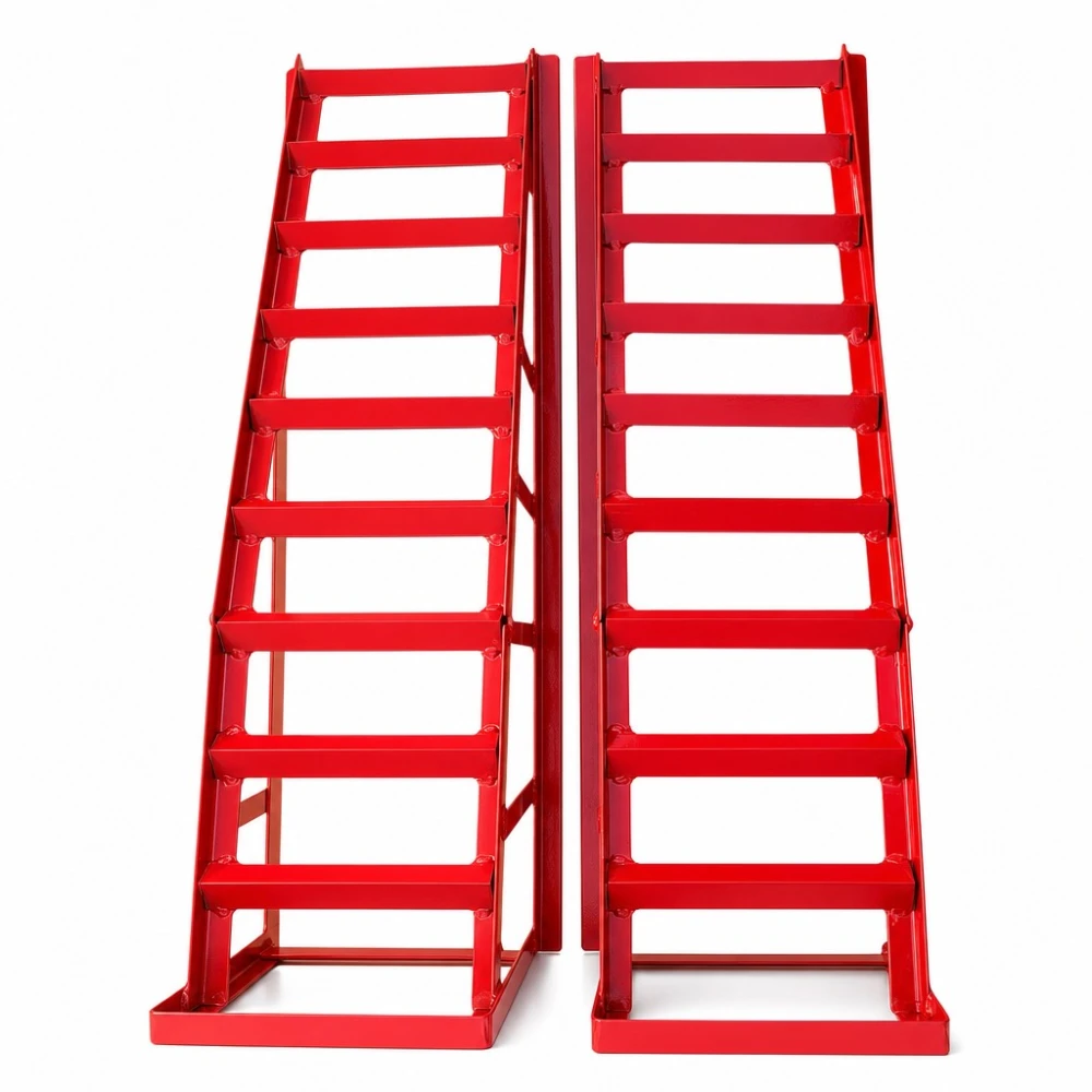 Rampes d'Acer per a Cotxe 2 Tones (4.400 lbs) — Set de 2 Rampes de Servei Portàtils per a Canvi d'Oli i Manteniment, Vermelles TSX TOOL