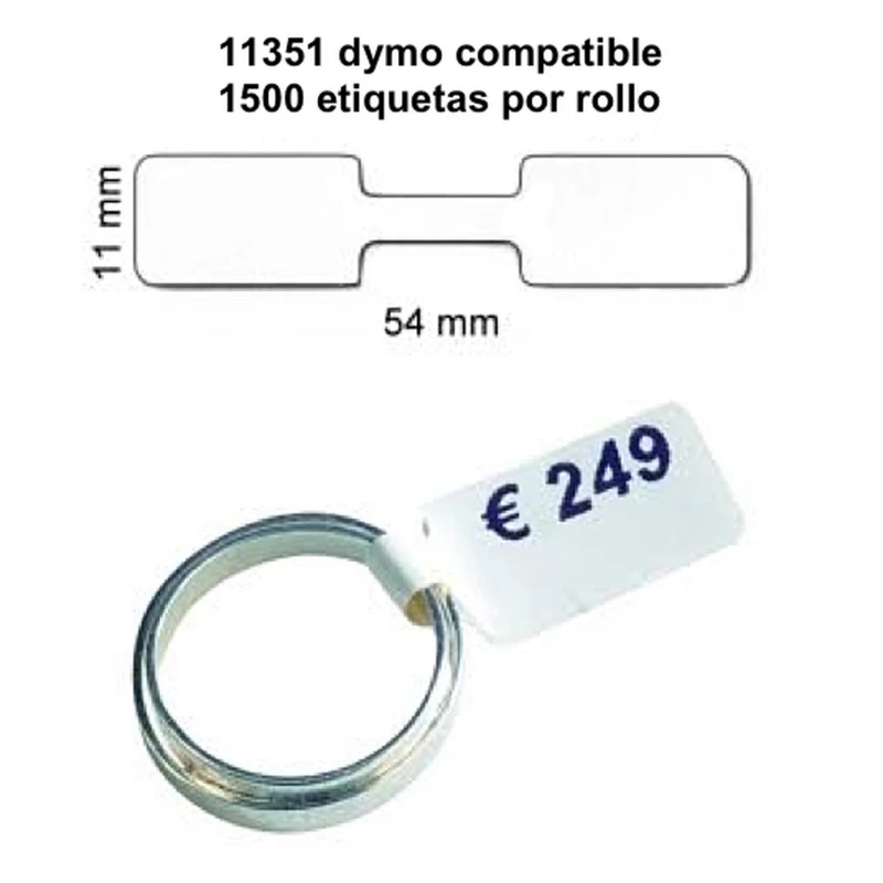Rull d'etiquetes adhesives compatible Dymo 11351 - 1500 unitats 54x11mm