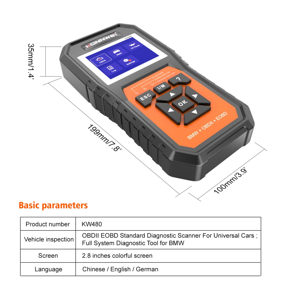 Scanner de diagnòstic BMW Konnwei KW480 - OBD2 per a BMW