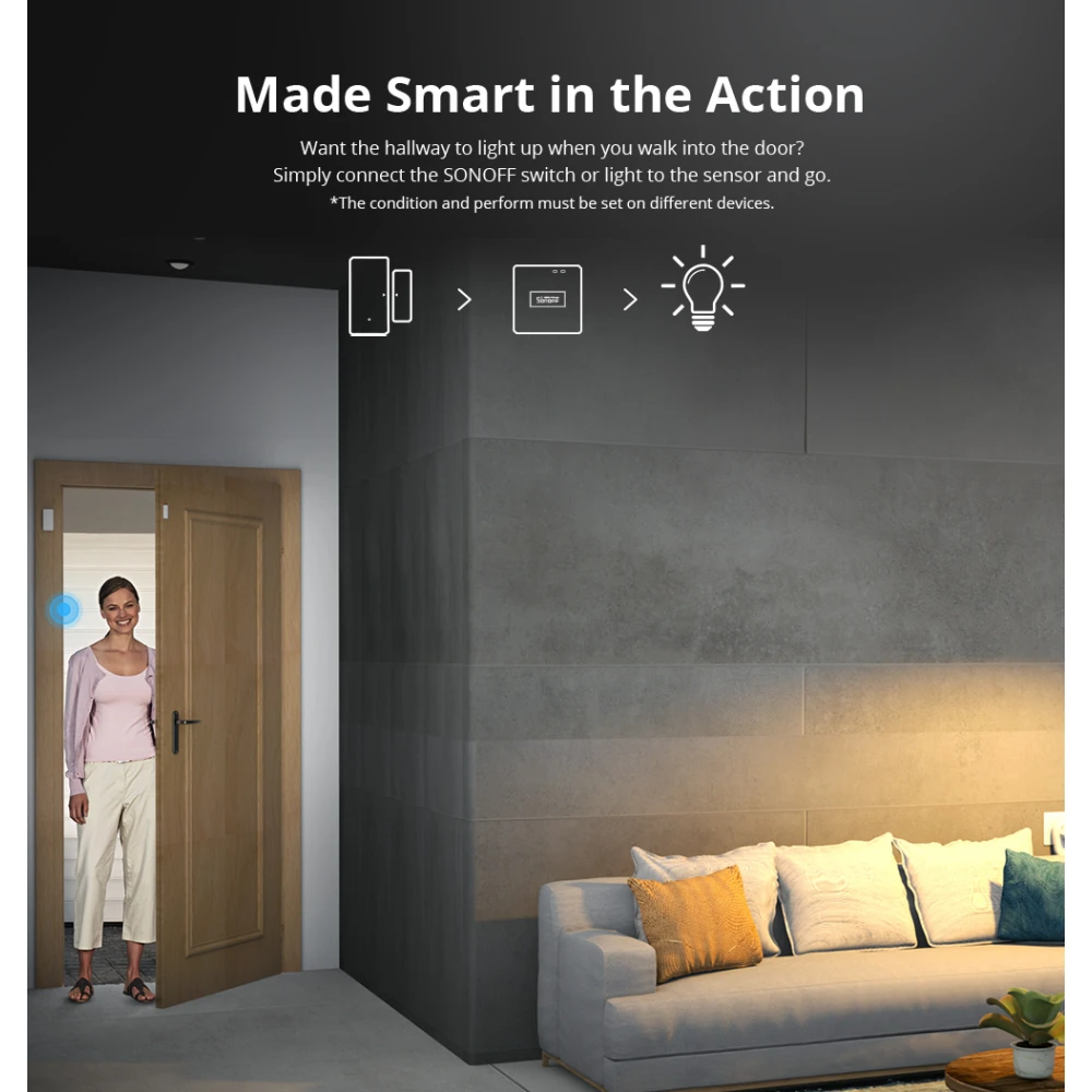 Sensor porta finestra sense fil SONOFF DW2 RF per a alarma domèstica