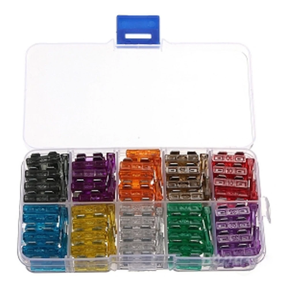 Set 100 fusibles cotxe amb 10 valors diferents de 2A a 35A TSX TOOL