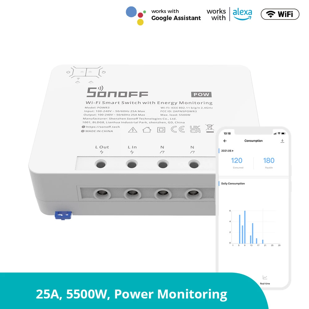SONOFF Pow R3 - Interruptor intel·ligent WiFi d'alta potència amb monitorització