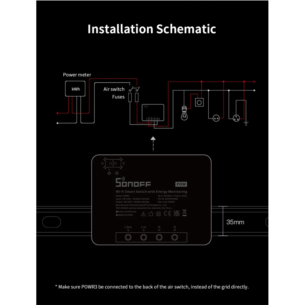 SONOFF Pow R3 - Interruptor intel·ligent WiFi d'alta potència amb monitorització