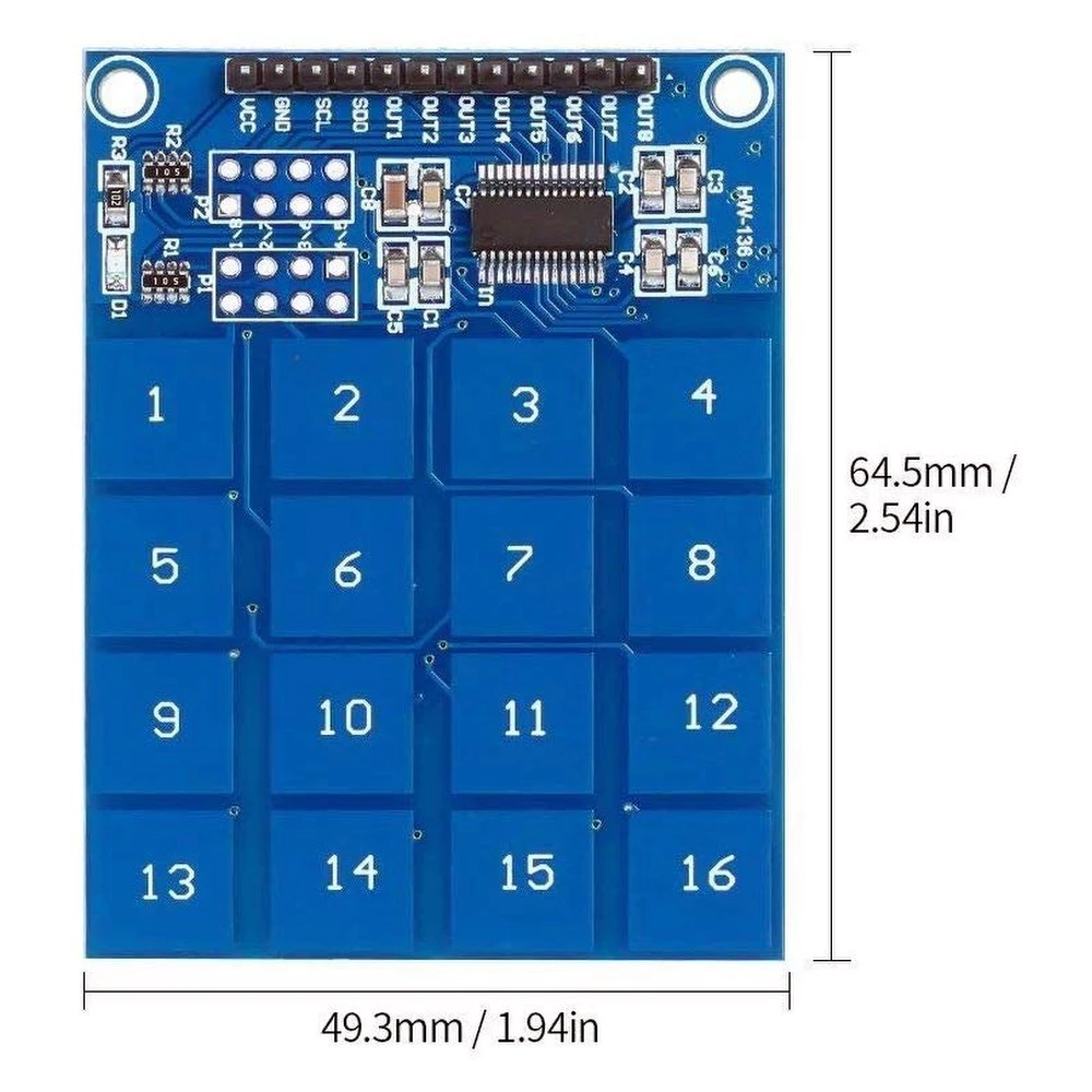 Mòdul tàctil capacitiu TTP229 de 16 canals per Arduino