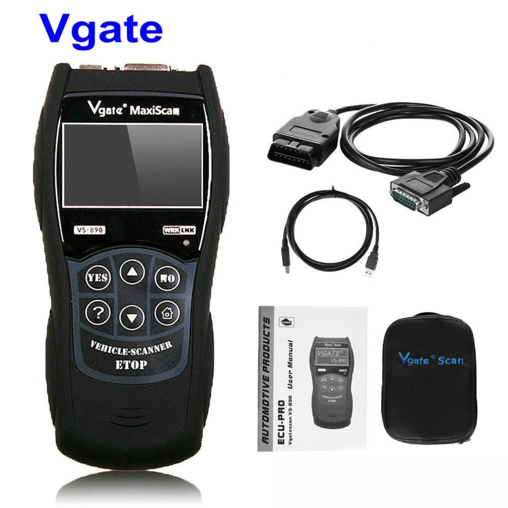 Pantalla LCD de 3 pulgadas del escáner Vgate Maxiscan Vs890 mostrando datos
