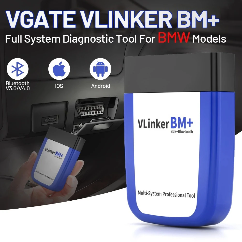 Vgate vLinker BM+ escàner OBD2 Bluetooth per a BMW i MINI compatible amb iOS i Android