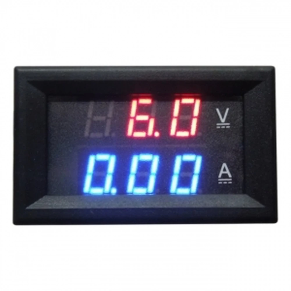 Voltímetre i amperímetre digital encastable vermell 4.5-100V i 0-10 amperes